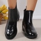 thumbnail image 5 of Zapatos Botines para mujer Nuevas botas de cuero con capa de perlita para mujer botines de punta redonda informales elegantes clásicos con patrón color negro para invierno (Black 7), 5 of 7