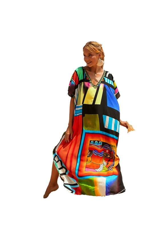 Plus Size Caftans Loungewear Maxi Beach Dresses Kaftan Lightweight Moo Moos for Women