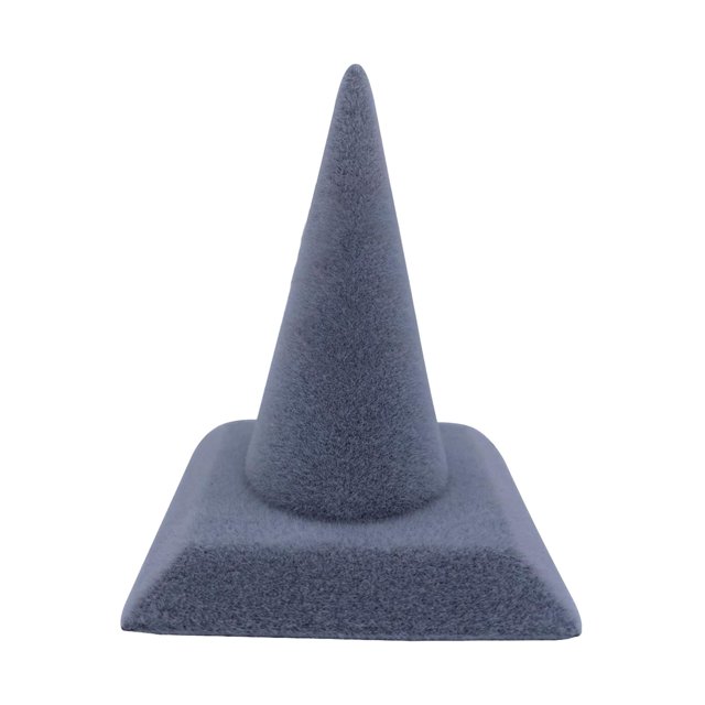 Soporte para anillos en forma de cono de terciopelo de PU, expositor de moda, vitrina de almacenamiento, soporte para joyas Gris