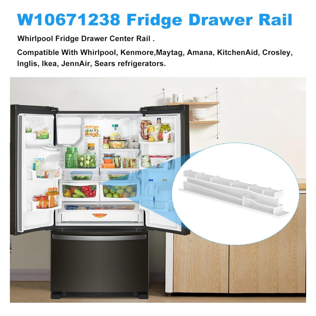 ABS Refrigerator Drawer Center Rails 12.8 Inches for Easy Installation Sliding