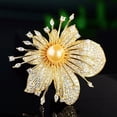 thumbnail image 3 of Misright Stylish Floral Crystal Pearls Brooch Dainty Alloy Pin For Dress Scarf Gift, 3 of 8