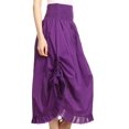 thumbnail image 3 of Sakkas Coco Long Cotton Ruffle Skirt with Pockets and Elastic Waistband - Purple - One Size Regular, 3 of 4