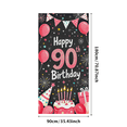thumbnail image 2 of Black Background Happy 90th Birthday Banner with Balloons Party Hats and Presents Backdrop Party Supplies Photography Props Birthday Decoration Party Decorations, 2 of 7