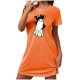 thumbnail image 2 of Camisón corto de talla grande para mujer, camisón de manga corta con estampado de pecho a la moda, camisón para mujer, 2 of 5