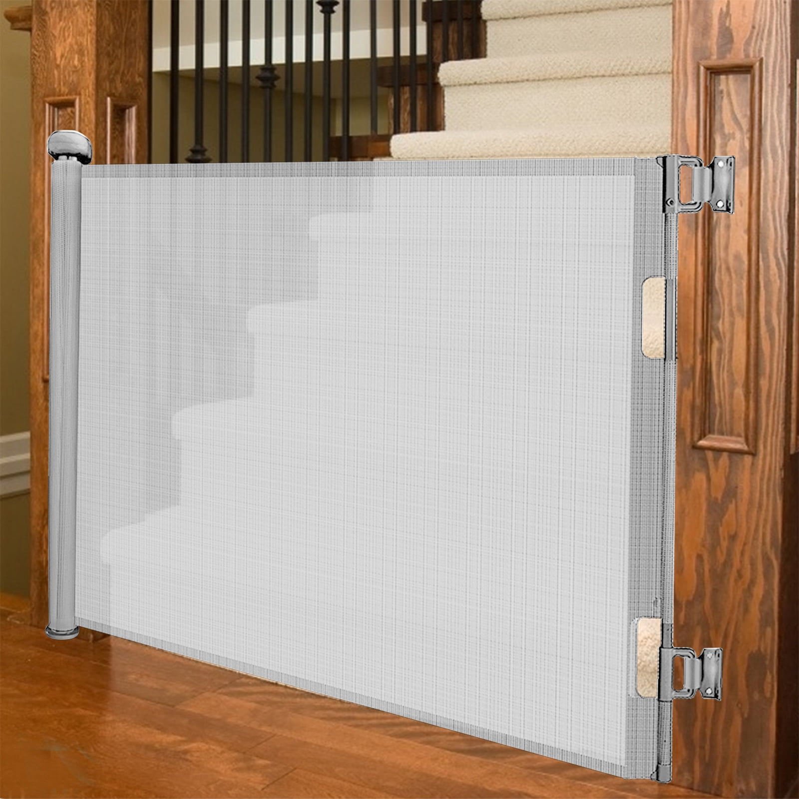 stusgo Retractable Baby Gate 33"x71"（1.8m）- Retractable Dog Gate (Grey)