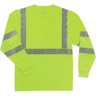Ergodyne GloWear 8391 ANSI High Visibility Lime Reflective Long Sleeve Safety Shirt, 2XL