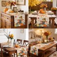 thumbnail image 6 of Fall Scarecrows Cotton Linen Rectangle Table Runners 13"x36", Thanksgiving Autumn Pumpkins Leaves Orange Coffee Table Runner Dresser Scarves Table Runners for Wedding Party Banquet Dinner Decor, 6 of 8