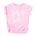 thumbnail image 4 of Six Floral 6th Birthday Shirt for Toddler Girls Sixth Birthday Outfit White on Pink Shirt Youth Large, 4 of 5