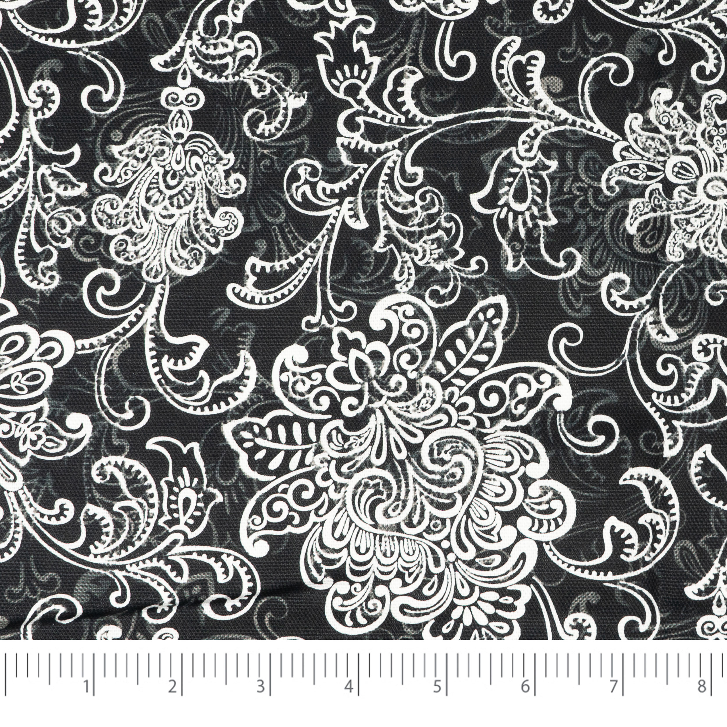 Waverly Inspirations 2 Yard Cut 100% Cotton Duck Print Fabric Scroll Black, 45" Wide for Quilting & Sewing