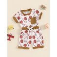 thumbnail image 3 of Nygoyerh Toddler Baby Boys Summer Baseball Print Clothes Short Sleeve T-shirt with Casual Elastic Waist Shorts 2Pcs Infant Vacation Short Pants Sets 6M 12M 18M 24M 3T, 3 of 9