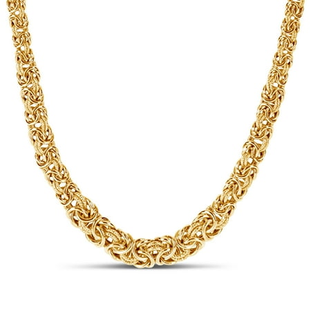 Sterling Silver Square Byzantine Necklace - 18 Gold Over Sterling silver Byzantine Textured Link Necklace, 18