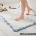 thumbnail image 3 of Microfiber Bathroom Rugs, White Bath Rug with Blue Scalloped Piping Cute Aesthetic Preppy Bath Mat for Bathroom, Tub, Floor Carpet, Sink, Shower, Anti Slip, Absorbent,, 3 of 31