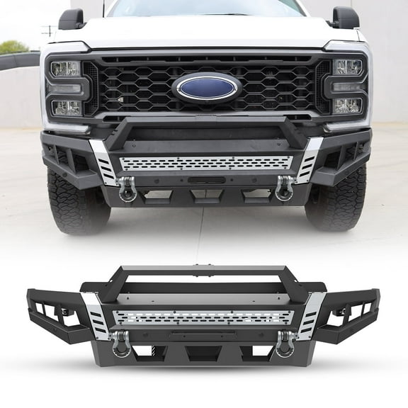 Modular Front Bumper & Side Wings & Bull Bar & Winch Plate   Trim Panel For 2017-2025 Ford F-250 F-350 Super Duty w/2*Shackles