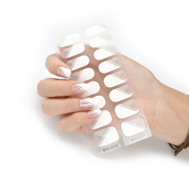 Semicured Gel Nail Stickers UV/LED Lamp Required 16Pcs Gel Nail Polish