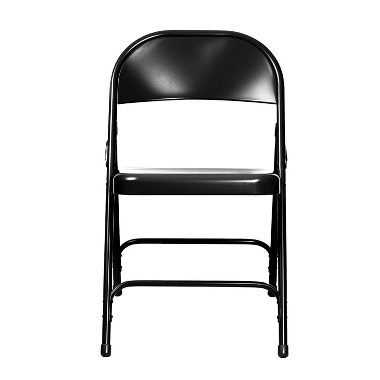 Hampden Furnishings Bernadine Collection Steel Round Back Folding Chair Black Pack of 4 Walmart