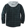 thumbnail image 3 of Mens Thermal Quilted Lined Flannel Shirts Jackets Hooded Button Down Long Sleeve Shirt Cozy Warm Winter Flannel Coats Thickened Plaid Jacket, 3 of 5