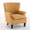 thumbnail image 2 of Accent Chair, Wingback Chair, Modern Tufted Upholstered Armchair with Padded Seat, Upholstered Accent Reading Chair for Living Room Bedroom, Yellow, 2 of 6