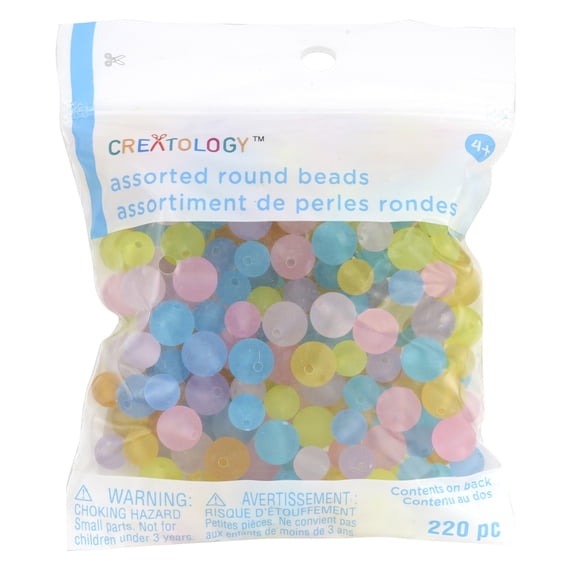 12 Packs: 220 ct. (2,640 total) Frosted Pastel Assorted Round Beads by Creatology