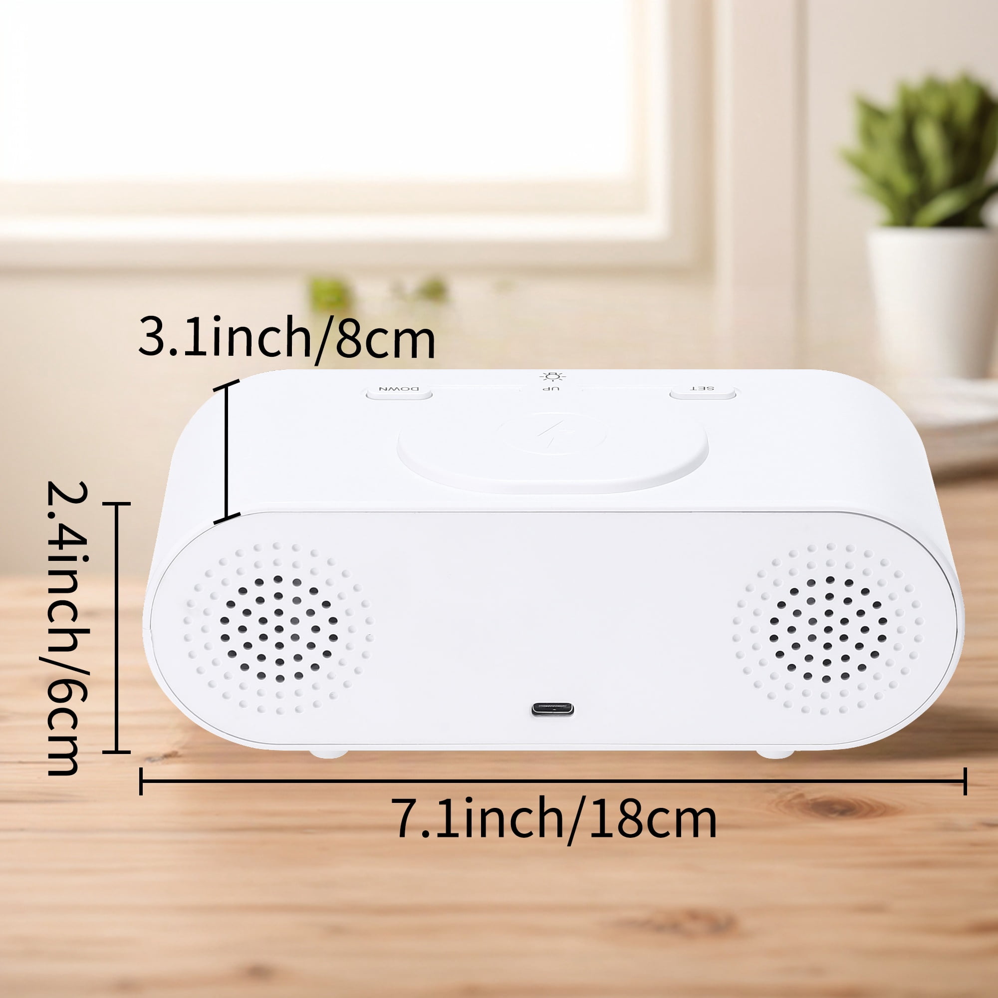 REGALWOVEN Oval Alarm Clock with Nightlight, Dimmable, 12/24H,USB Port, Wireless Charging, Decorate for Bedroom 7.1 x 3.1 x 2.4 inch Orange