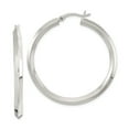 thumbnail image 1 of 925 Sterling Silver 3x40mm Knife Edge Round Hoop Earrings, 1 of 6