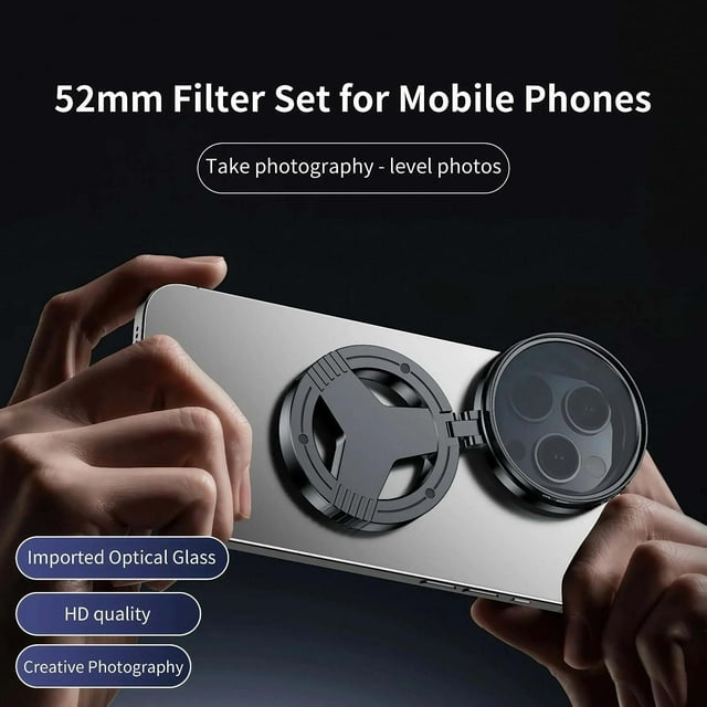 Qiweii 2 In 1 52mm Magnetic Lenses Set CPL Magnetic Suction Antireflective Polarizer Optical Coating Starlight High definition Photography Filter for Cameras