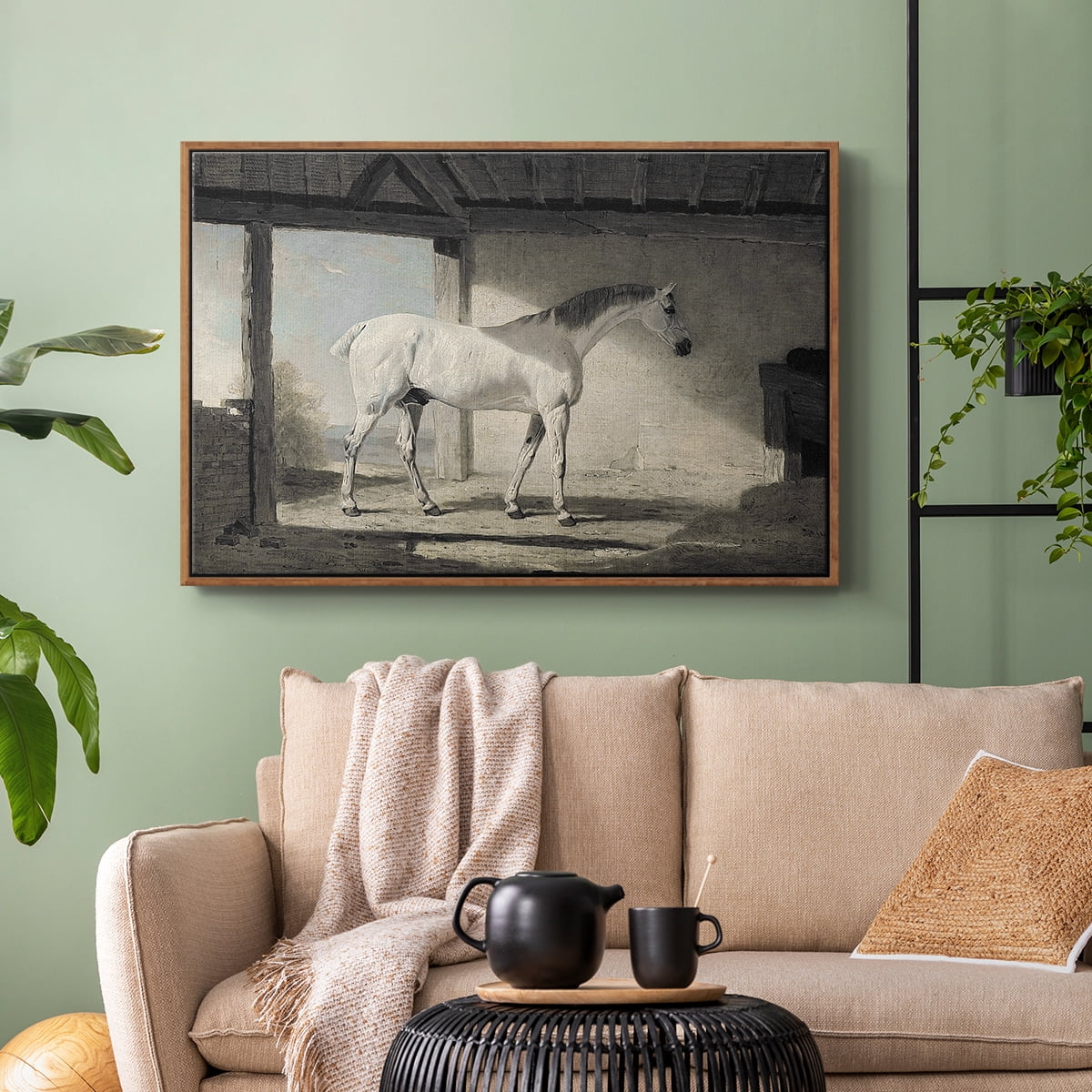 Vintage Animal Print-XLIII By Wexford Home Framed in Walnut Wood Gallery Wrapped Canvas 25 in. x 37 in.
