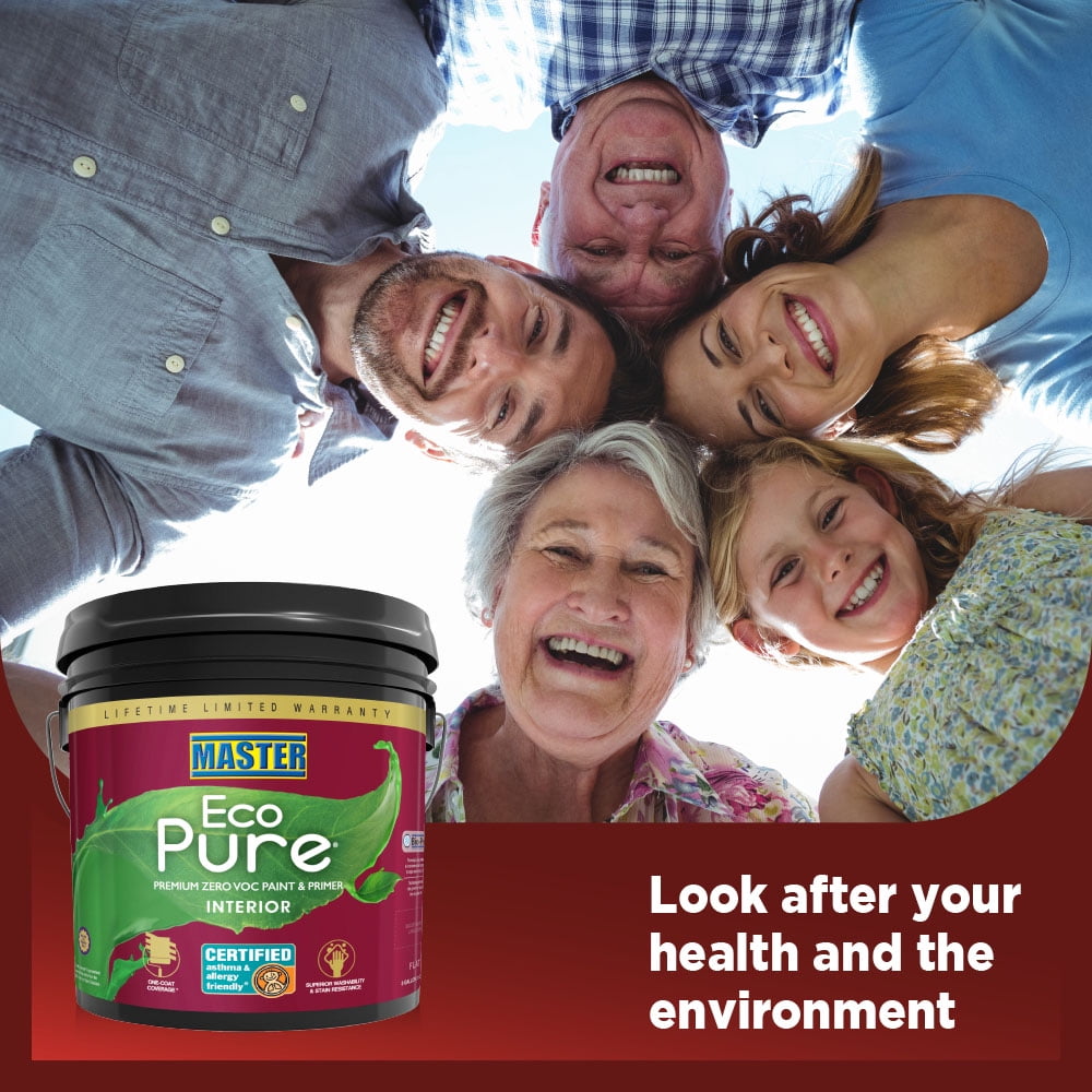 Master Eco Pure Premium Zero VOC Paint and Primer White, Flat Interior Paint, 3 Gallon