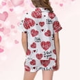 thumbnail image 5 of Kids Silk Pajamas Girls Button Down Short Sleeve Loungewear Clothes Set Soft Valentine's Day Pjs Heart Print Sleepwear Set 2-Piece Sleepwear Pjs for Kids(Red,12-13 Years), 5 of 5