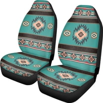 Renewold Car Seat Cover Front Set Only, Soft Breathable Front Car Seat Bottom Cover Protector Automobile Interior Accessories Decor, Southwest American Tribal Teal Pink