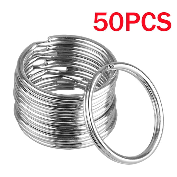 50-Pack 1 Inch Metal Key Rings(25Mm)-Silver Split Keychain Rings for Keys,Diy Crafts,Home,Car&Office Accessories-Durable Nickel Flat Keyrings Bulk