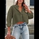 thumbnail image 4 of Camisas de Mujer con Botones, Tops Casuales de Larga, Blusa con Solapa y Bolsillo en el Pecho Verde L, 4 of 8