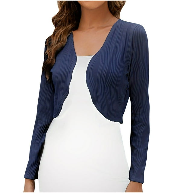 YanHoo Womens Cropped Cardigans for Dresses Long Sleeve Rib Knit Bolero Shrug Open Front Cardigan Sweaters