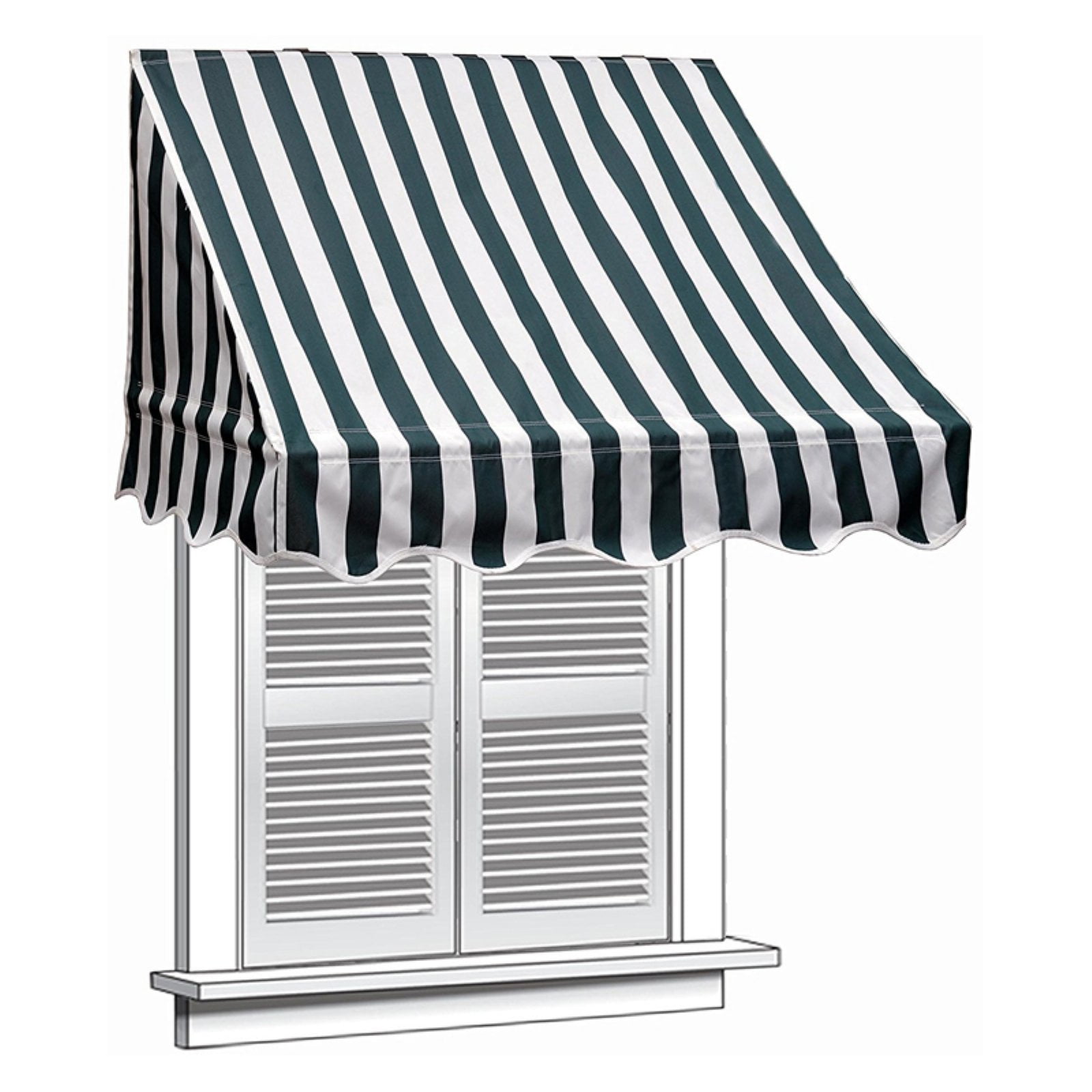ALEKO 6' x 2' Window Awning Door Canopy, Green and White Striped Color
