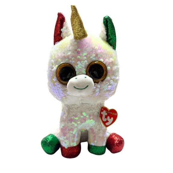 Ty Flippables Sequin Plush - Stardust the Christmas Unicorn  – Medium (9")  - Stuffed Animal