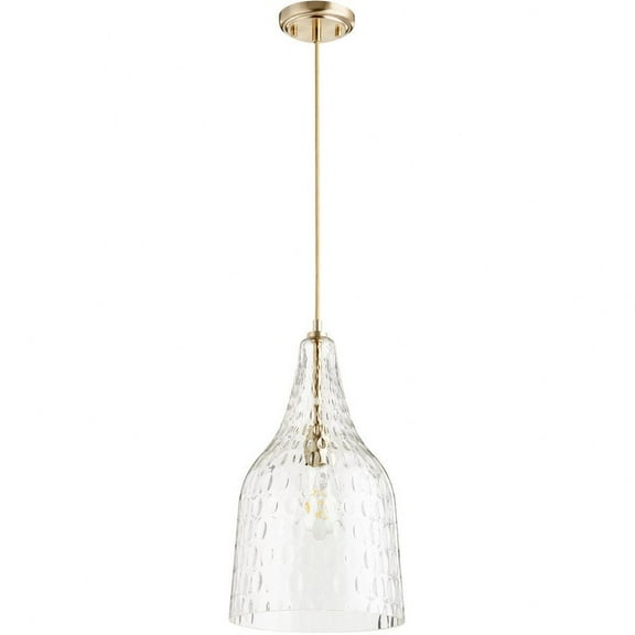 8142-80 Quorum Lighting 1 Light Pendant in Transitional style - 10 inches wide by 17.5 inches high-Aged Brass Finish    -Traditional Installation
