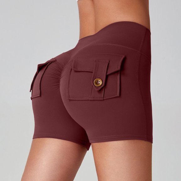 Endives Women's Shorts Scrunch Workout Charm Gym Biker Shorts High Waisted Yoga Booty Shorts With Pockets