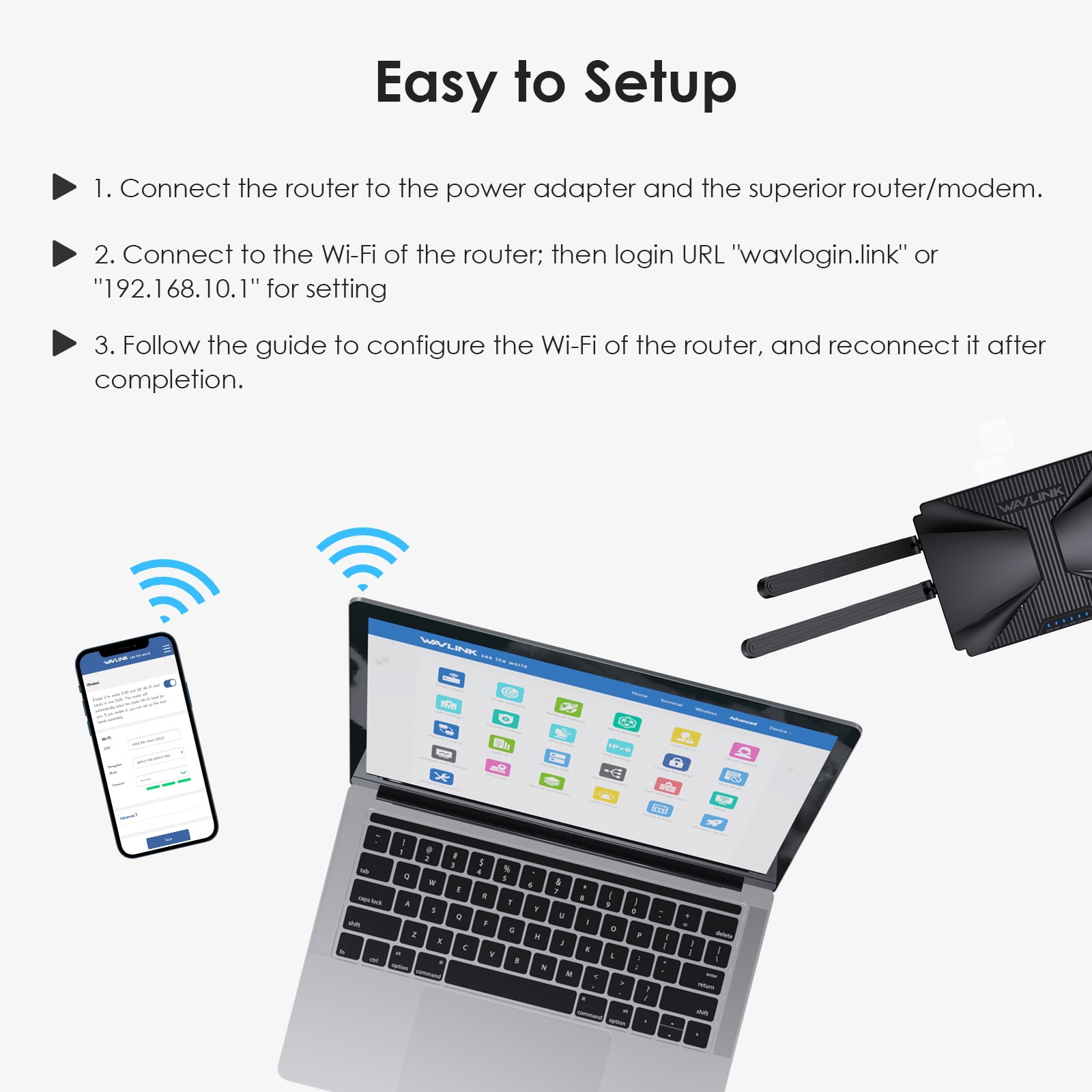 WiFi 6 Router, AX3000 Wireless Router with MU-MIMO/Beamforming/OFDMA, Mesh &AP Mode for 160MHz& IPv6
