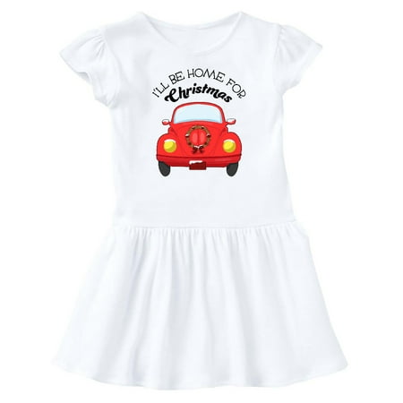 

Inktastic I ll Be Home For Christmas Car with Wreath Gift Baby Girl Dress