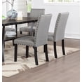 thumbnail image 3 of Grey Fabric Modern Set Of 2 Dining Chairs Plush Cushion Side Chairs Nailheads Trim Wooden Chair Kitchen Dining Room, 3 of 9