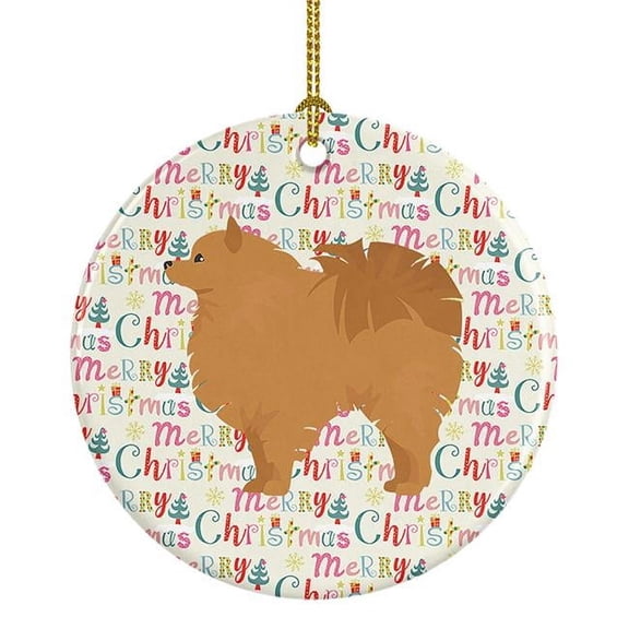Pomeranian #1 Merry Christmas Ceramic Ornament 2.8 in x 2.8 in