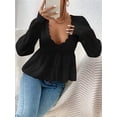 thumbnail image 6 of Womens Long Sleeve Slimming Sweater Casual V Neck Collared Knit Jumper Tops, 6 of 8