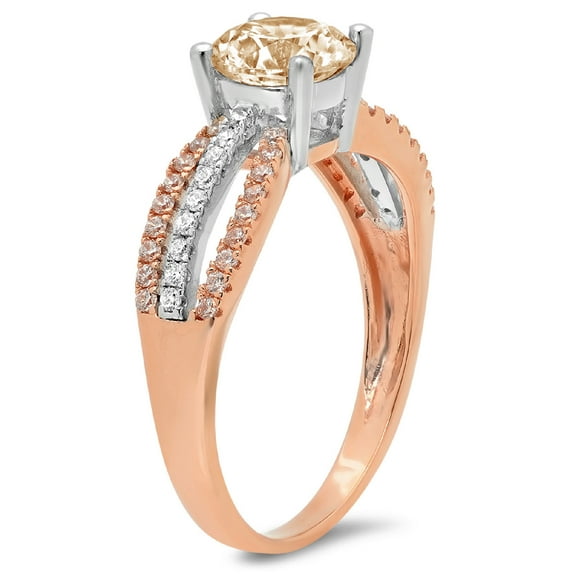 1.27 ct Round Cut Natural Morganite Solitaire with Accents Engagement Ring for Women in 18K White/Rose Gold