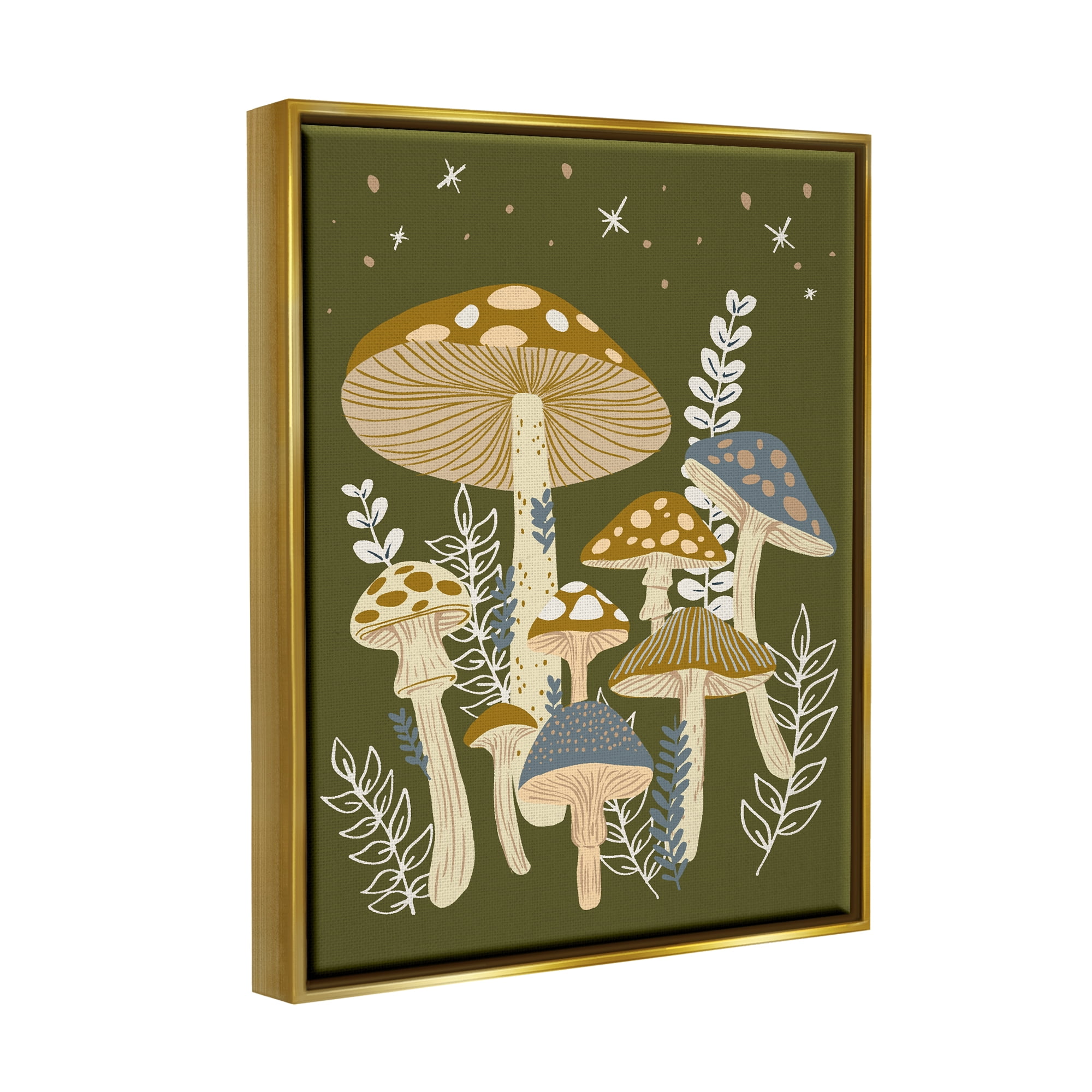 Stupell Industries Cottage Mushrooms Whimsical Nature Botanical & Floral Painting Gold Floater Framed Art Print Wall Art