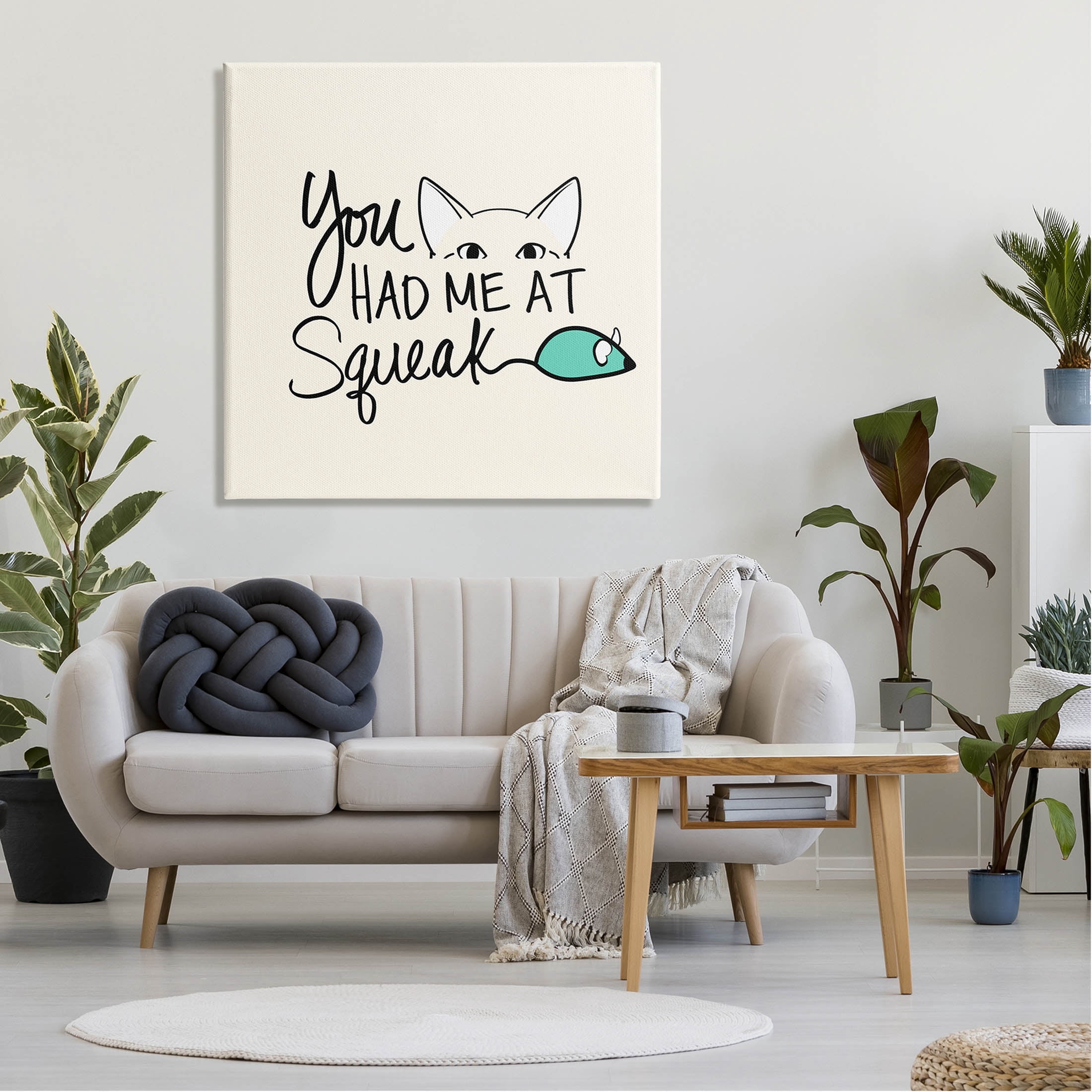 You Had Me At Squeak Peeking Cat Animals & Insects Graphic Art Gallery Wrapped Canvas Print Wall Art