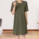 thumbnail image 4 of Moda mujer vestido suelto algodón lino camiseta vestido cuello redondo una línea vestido de sol FLhrweasw Nuevo, 4 of 9