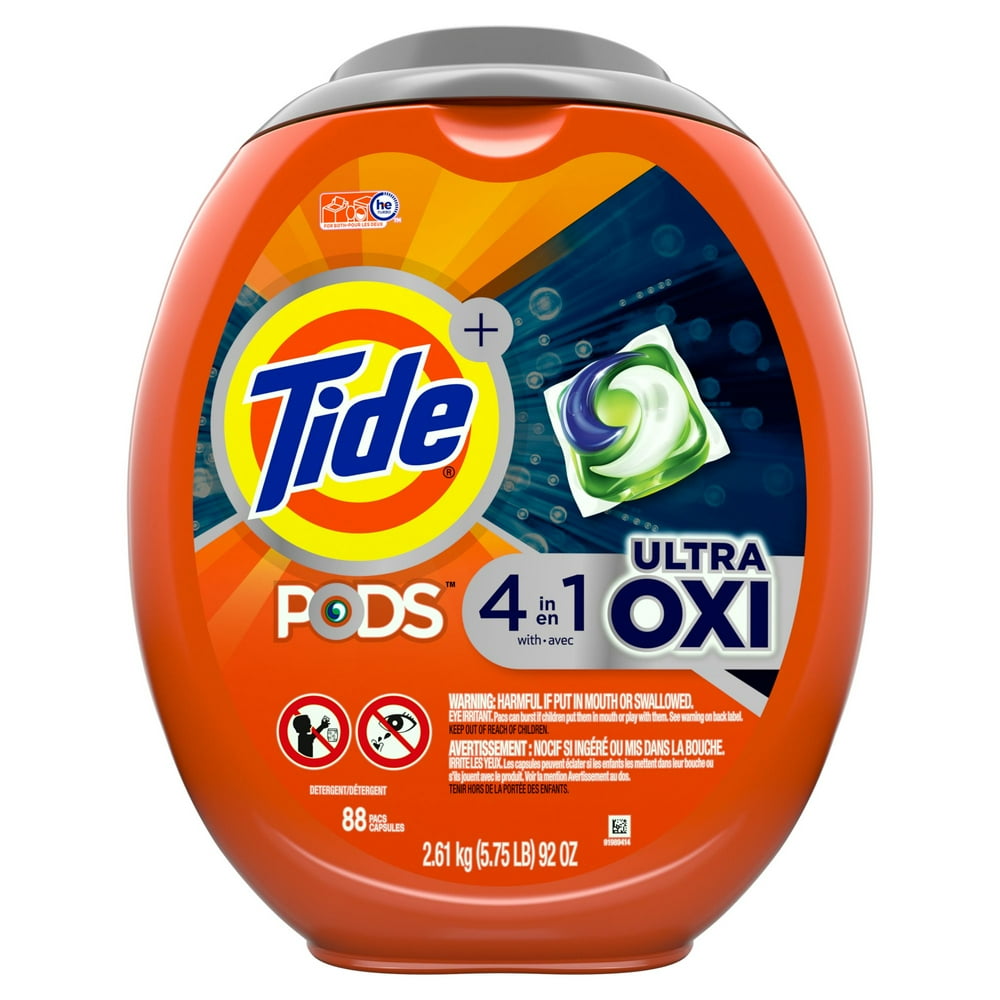 Product of Tide Pods Ultra Oxi Liquid Laundry Detergent Pacs 88 Ct