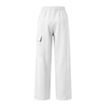thumbnail image 6 of Mens Cargo Sweatpants with Multiple Pockets Elastic Waist Drawstring Casual Fashion Relaxed Fit Wide Leg Joggers White 2XL, 6 of 7