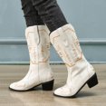 thumbnail image 2 of CEHVOM Women's Printed Casual Pointed Toe Short Boots Mid-Heel Shoes, 2 of 7