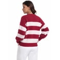 thumbnail image 4 of Asklazy Women’s Relaxed Fit Soft Knit Fabric Sweater Long Sleeve Pullover Crew Neck Casual Winter Top,US Size,Red Strip,S, 4 of 9