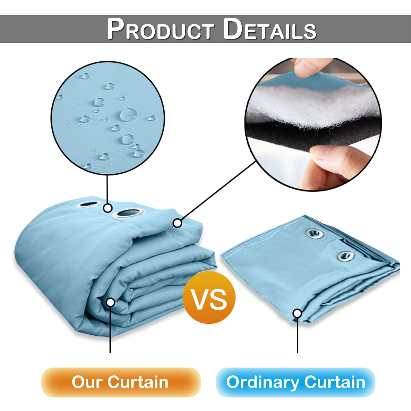 Lapalife Outdoor Curtain for Winter, 100% Blackout Waterproof Windproof Quilted Heavy Duty Curtain Cold Blocking Thermal Isolate for Living Room, Bedroom, 52"x 96", 1 Panel